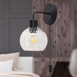 First Choice Lighting Set of 2 Toby -Black Plug in Wall Light Fittings Only in Black - thumbnail 4