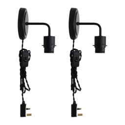 First Choice Lighting Set of 2 Toby -Black Plug in Wall Light Fittings Only in Black - thumbnail 1