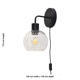 First Choice Lighting Set of 2 Toby -Black Plug in Wall Light Fittings Only in Black - thumbnail 6