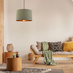 Happy Homewares Contemporary Cotton Lamp/Light Shade with Shiny Paper Inner in Olive - Size: 20 inches - thumbnail 7