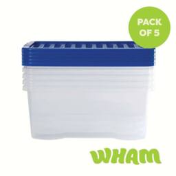 Wham Crystal 45L Clear Box & Stronger Lid PK5 in Blue - thumbnail 5