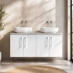 Balterley Level 1200mm Wall Hung 4 Door Unit with Laminate Worktop - Gloss White - thumbnail 6