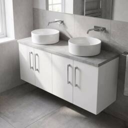 Balterley Level 1200mm Wall Hung 4 Door Unit with Laminate Worktop - Gloss White - thumbnail 3