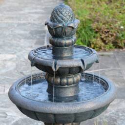 Teamson Home Two-Tier Birdbath Outdoor Garden Water Fountain, Antique Copper - thumbnail 3