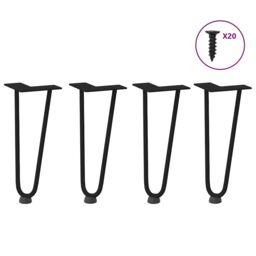 Berkfield Home Hairpin Table Legs 4 pcs Black 30 cm Solid Steel - thumbnail 1