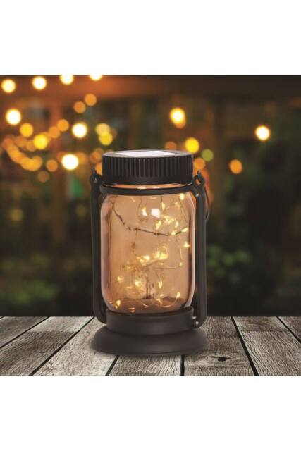 KDMD 2 Solar Glass Jars Warm White Copper Wire LED 10cmX16cm in Black - Size: 10 cmX16 cm - image 1