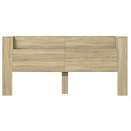 Berkfield Home Headboard Cabinet with LED Sonoma Oak 220x16.5x103.5 cm in Brown - thumbnail 6