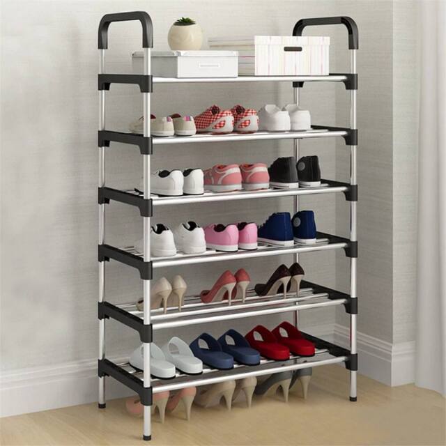 FLAVORA 6 Level Heavy Duty Shoe Organiser Stand Stores 24 Pairs of Shoes in Black - image 1