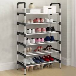 FLAVORA 6 Level Heavy Duty Shoe Organiser Stand Stores 24 Pairs of Shoes in Black - thumbnail 1