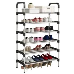 FLAVORA 6 Level Heavy Duty Shoe Organiser Stand Stores 24 Pairs of Shoes in Black - thumbnail 4