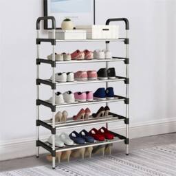 FLAVORA 6 Level Heavy Duty Shoe Organiser Stand Stores 24 Pairs of Shoes in Black - thumbnail 3