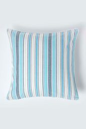 Homescapes Cotton New England Stripe Cushion Cover in Blue - Size: 60 cm x 60 cm - thumbnail 1