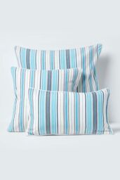 Homescapes Cotton New England Stripe Cushion Cover in Blue - Size: 60 cm x 60 cm - thumbnail 5