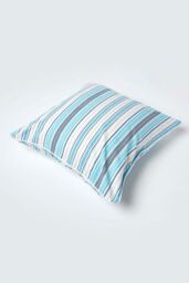 Homescapes Cotton New England Stripe Cushion Cover in Blue - Size: 60 cm x 60 cm - thumbnail 4