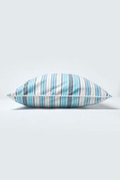 Homescapes Cotton New England Stripe Cushion Cover in Blue - Size: 60 cm x 60 cm - thumbnail 3