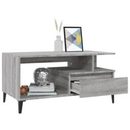 Berkfield Home Coffee Table Grey Sonoma 90x49x45 cm Engineered Wood - Size: 90 x 49 x 45 cm - thumbnail 4