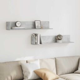 Berkfield Home Wall Shelves 2 pcs Concrete Grey 100x16.5x16.5 cm Engineered Wood - thumbnail 3