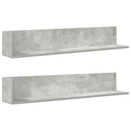 Berkfield Home Wall Shelves 2 pcs Concrete Grey 100x16.5x16.5 cm Engineered Wood - thumbnail 2
