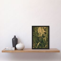 Artery8 Boho Ballerina Dancing with the Forest Moon Artwork Framed Wall Art Print A4 in Black - thumbnail 2