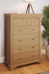 8 Drawer Chest Of Drawers Painted Solid Natural Lacquered Oak Finish