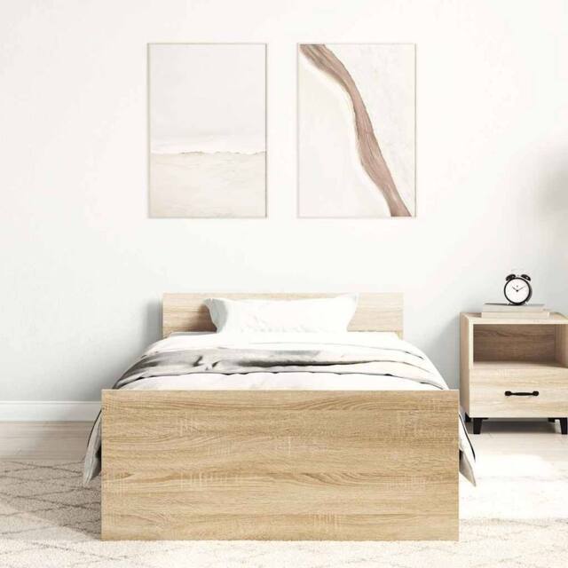 Berkfield Home Durable Bed Frame Sonoma Oak 75x190 cm Small Single Engineered Wood in Light Tan - image 1