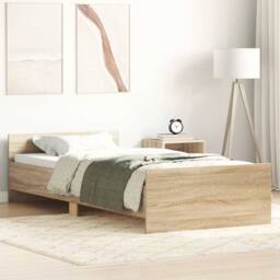 Berkfield Home Durable Bed Frame Sonoma Oak 75x190 cm Small Single Engineered Wood in Light Tan - thumbnail 2