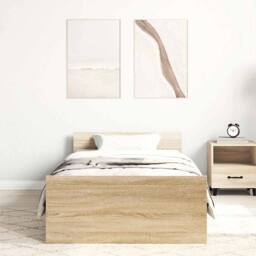 Berkfield Home Durable Bed Frame Sonoma Oak 75x190 cm Small Single Engineered Wood in Light Tan - thumbnail 1