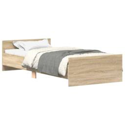 Berkfield Home Durable Bed Frame Sonoma Oak 75x190 cm Small Single Engineered Wood in Light Tan - thumbnail 3