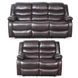 Furnishings For Less UK Cortland Leather Look 3 + 2 Sofa Suite Manual Reclining Brown - thumbnail 8