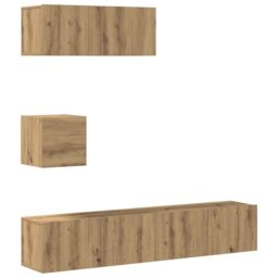 Berkfield Home 4 Piece TV Cabinet Set Wall-mounted Artisan Oak Engineered Wood - thumbnail 2