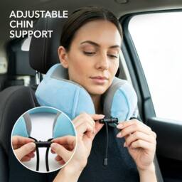 Lugg Travel Memory Foam Neck Pillow with Buckle - Ergonomic Neck Support in Blue - thumbnail 6