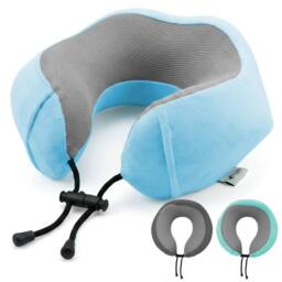 Lugg Travel Memory Foam Neck Pillow with Buckle - Ergonomic Neck Support in Blue - thumbnail 1