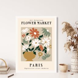 ARTZE Paris Beige & Green Flower Market Exhibition Framed Print SIZE: A2 with White Frame - Size: A4 - thumbnail 2