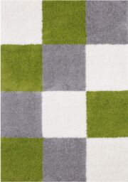 THE RUGS Soft Check High Pile Shaggy Rugs & Runners Living Room Bedroom 381 in Green - Size: 80 cm x 300 cm - thumbnail 2