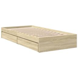 Berkfield Home Modern Bed Frame w/Drawers Frame Sonoma Oak 75x190 cm Small Single in Light Oak - thumbnail 1