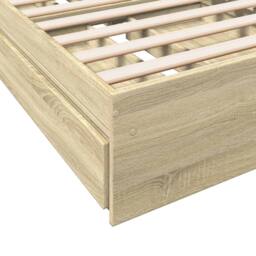 Berkfield Home Modern Bed Frame w/Drawers Frame Sonoma Oak 75x190 cm Small Single in Light Oak - thumbnail 8