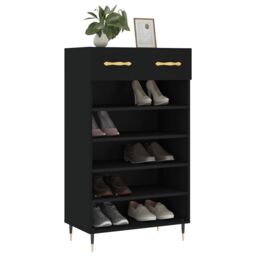 Berkfield Home Shoe Cabinet Black 60x35x105 cm Engineered Wood - Size: 60 x 35 x 105 cm - thumbnail 3