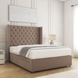 "BSSPOKE Olivia Plush Velvet Divan Bed Set 54"" Headboard & Mattress No Drawers in Bronze - Size: Single" - thumbnail 2