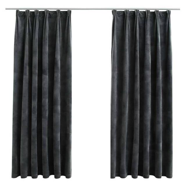 Berkfield Home Blackout Curtains 2 pcs with Hooks Velvet Anthracite 140x175 cm in Dark Grey - image 1