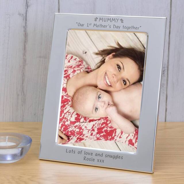Uniqueful Women's Personalised Mummy Our 1st Mother's Day Silver Plated Frame - image 1
