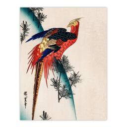 Artery8 Utagawa Hiroshige Framed Wall Art Print Pheasant & Small Pine in Red - Size: A4 - thumbnail 3