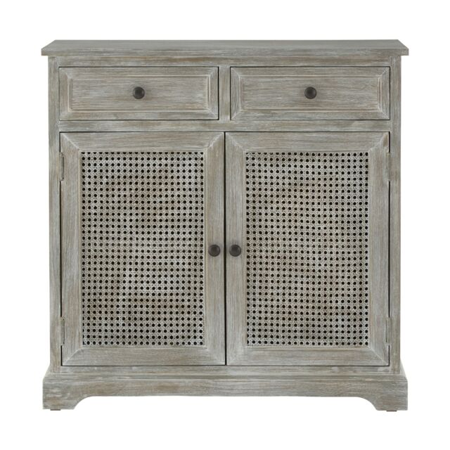 Orsina 2 Drawer Cabinet, Pine Wood Colonial Vanity Storage for Shoe Rack, Bathroom, Home & Office, Delivered Fully Assembled in Grey - image 1