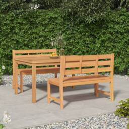 Berkfield Home 3 Piece Garden Dining Set Solid Wood Teak in Brown