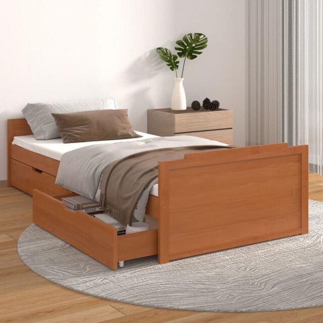 Berkfield Home Bed Frame with Drawers Honey Brown Solid Wood Pine 90x200 cm - image 1