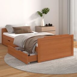 Berkfield Home Bed Frame with Drawers Honey Brown Solid Wood Pine 90x200 cm - thumbnail 1