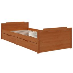 Berkfield Home Bed Frame with Drawers Honey Brown Solid Wood Pine 90x200 cm - thumbnail 3
