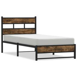 Berkfield Home Metal Bed Frame without Mattress Smoked Oak 100x190 cm in Brown - thumbnail 3