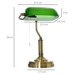 VOGREX Banker's Table Lamp w/ Antique Bronze Tone Base in Green - thumbnail 2