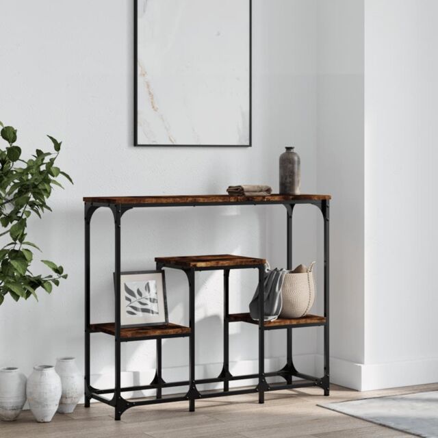 Berkfield Home Console Table Smoked Oak 89.5x28x76 cm Engineered Wood in Brown - image 1