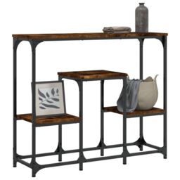 Berkfield Home Console Table Smoked Oak 89.5x28x76 cm Engineered Wood in Brown - thumbnail 3